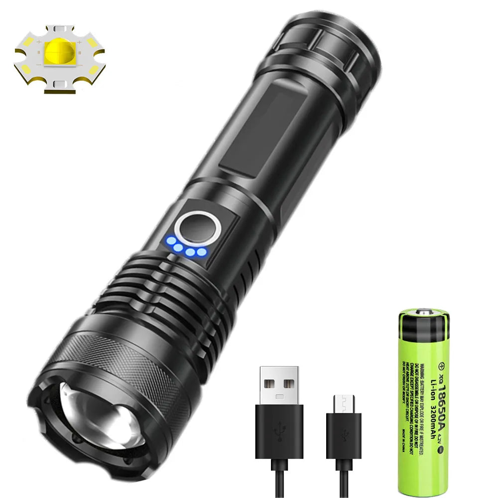 USB Rechargeable LED Flashlights High Lumens Super Bright Tactical Handheld Flash Light Zoomable,Waterproof  Emergency Lantern-WAYBIKER