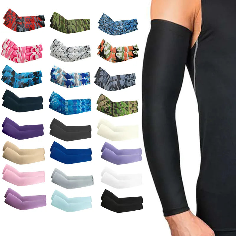 Unisex Cooling Arm Sleeves Cover Cycling Running UV Sun Protection Outdoor Men Women Cool Arm Sleeves For Hide Tattoos