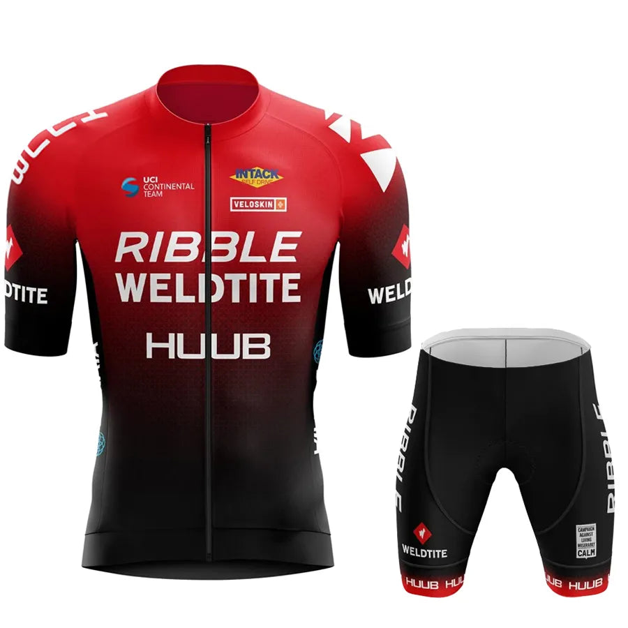 HUUB Team Cycling Jersey+Bib shorts Set 2023 Mens Mountain Bicycle Clothing Short Sleeve Suit Sports MTB Bike Training Uniform