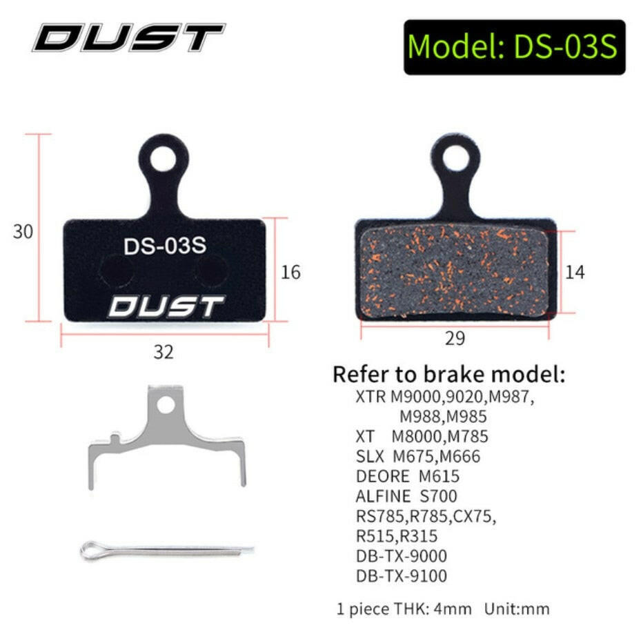 DUST Cycling Bicycle Disc Brake Pads Bike Brake Parts for M315 M355 MT200 XT DEORE SLX  M6100/M7100/M8100-WAYBIKER