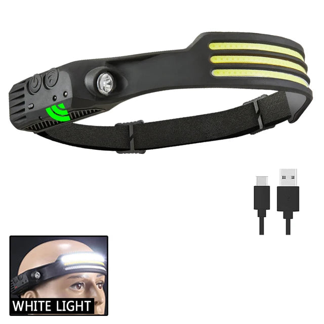 Powerful LED Induction Headlamp Built in Battery USB Rechargeable Waterproof Headlight Outdoor Night Running Camping Search Lamp-WAYBIKER