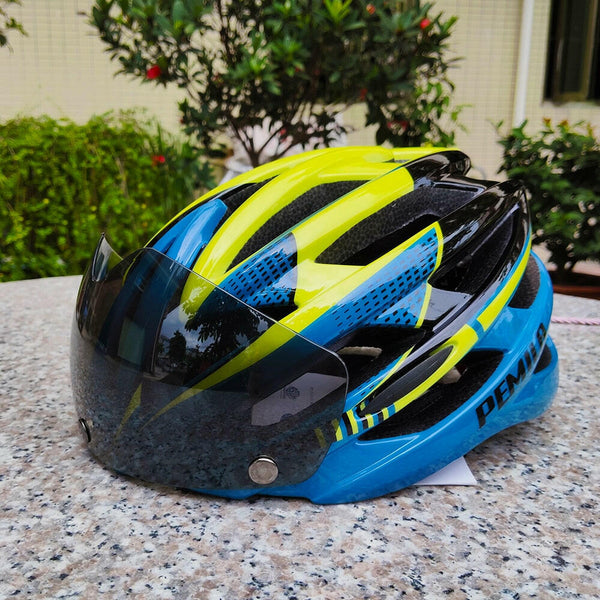 PEMILA New Ultralight Cycling Helmet With Goggles Sun Visor Lens Bicycle Helmet Men Women MTB Road Bike Motorcycle E-Bike Helmet