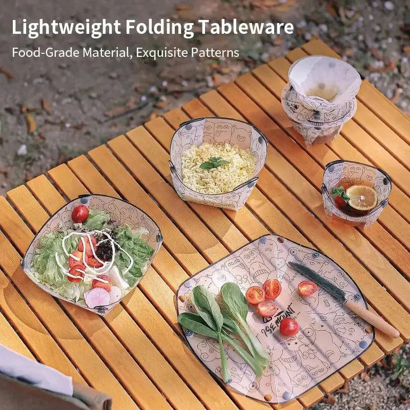 Outdoor Lightweight Folding Tableware Portable Bowl Dinner Plate Coffee Filter Funnel Water Cup Multi-purpose Camping Tableware-WAYBIKER