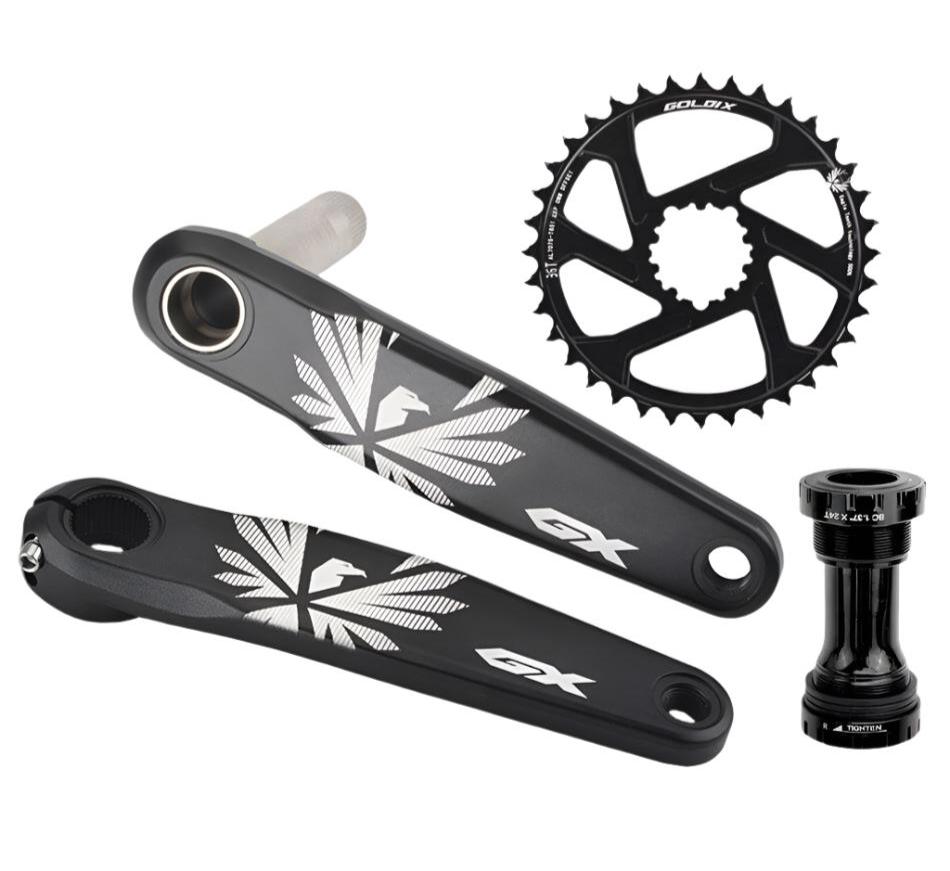 GOLDIX GX Bicycle Crankset 170/175mm Crank Install Directly GXP 0mm Offset Chainring 30/32/34/36/38T Mountain Bike Crankset-WAYBIKER