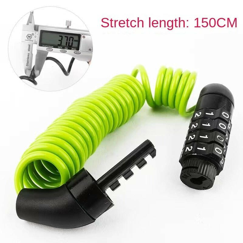Bicycle Lock 4 Digit Combination Code Steel Cable Security Password Cycling Bike Bike Helmet Lock Portable Cable Backpack Lock