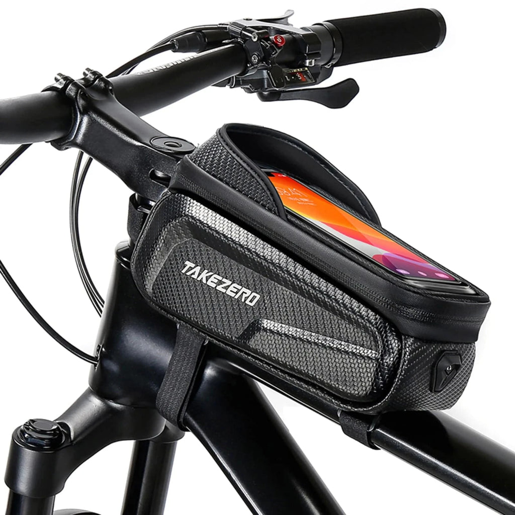 Waterproof Bicycle Phone Mount Bags Front Frame Top Tube Bag with Touchscreen Phone Holder Case Cycling Bike Tool Storage Bag-WAYBIKER