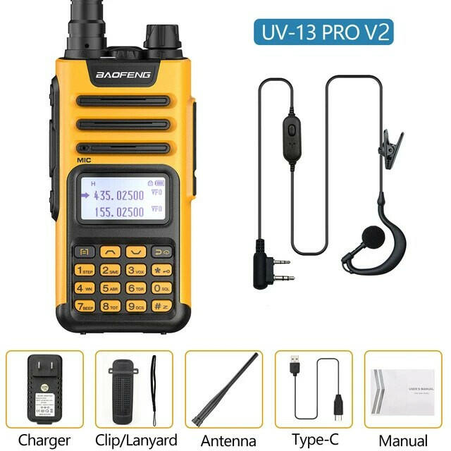 Baofeng UV-13 PRO Ham Radio 16 KM Long Range Distance Dual Band 999 Channel Type-C Charging Walkie Talkie Upgrade UV-5R UV-10R-WAYBIKER