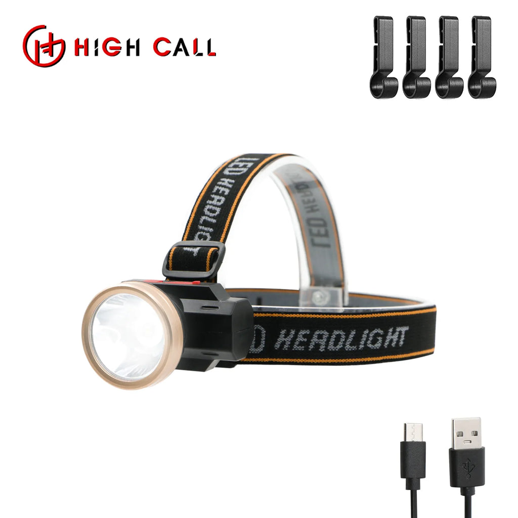 LED Rechargeable Lamp USB Headlamp Waterproof for Home Mountaineering Hiking Running Children's Strong Flashlight with Battery-WAYBIKER