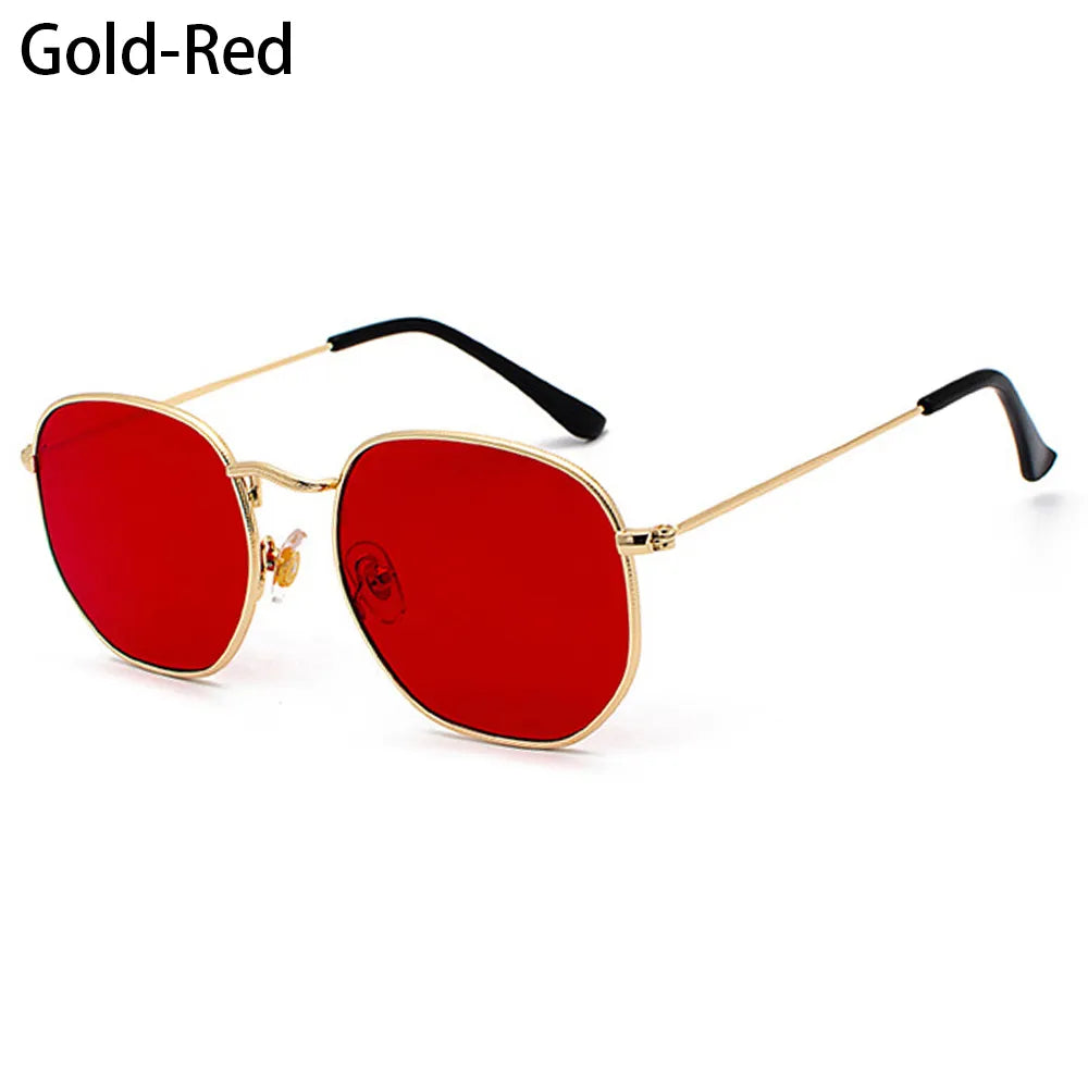 Small Square Sunglasses for Men and Women Polygon Mirrored Lens Sun Glasses Driving Eyewear Fashion Metal Frame Glasses UV400-WAYBIKER