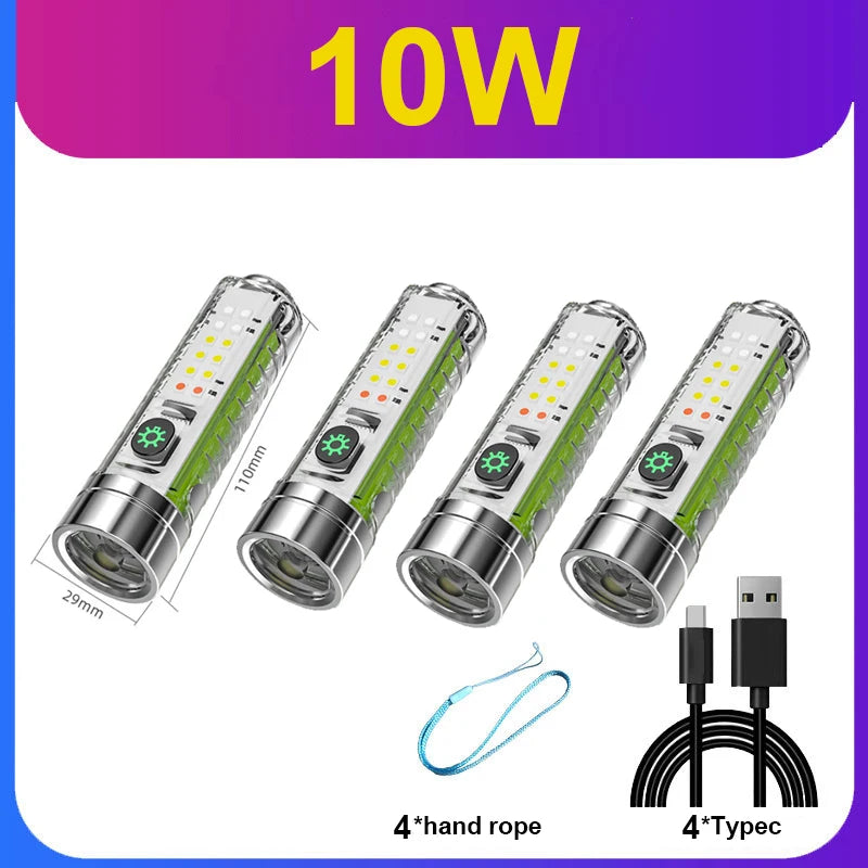1600LUX Mini Keychain Torch Most Powerful LED Flashlight USB Rechargeable Flash Light High Power Flashlight Tactical Lantern-WAYBIKER