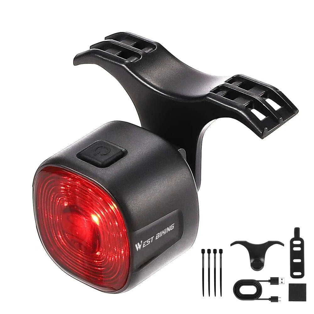 Rechargeable Bicycle Rear Light Intelligent Bike Taillight High-Bright Cycling Warning Lamp Waterproof with 6 Light Modes-WAYBIKER
