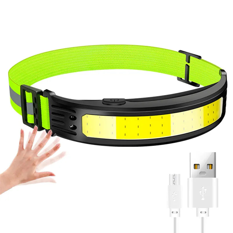 Led Headlamp Sensor Headlight Rechargeable Waterproof Search Light Head Flashlight 6 Lighting Modes for Camping Fishing Hiking-WAYBIKER