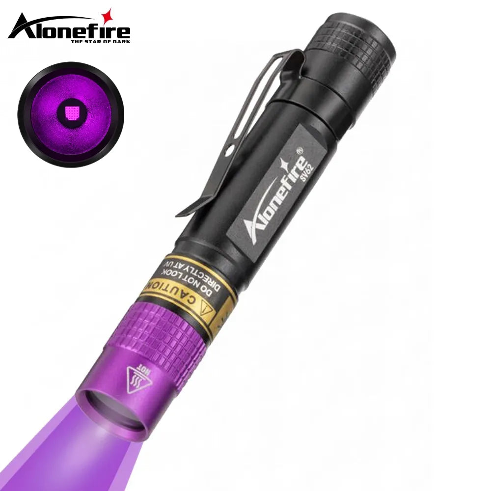 SV62 3W UV 365nm LED Flashlight AAA Mini Pen Ultraviolet Torch Money Marker Ore Pet Urine Stain Scorpion Black Light Detector-WAYBIKER
