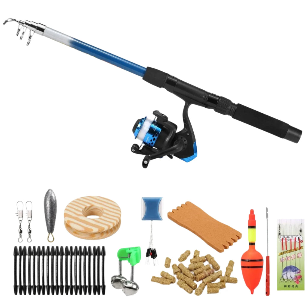 1.8M Fishing Rod and Reel Combo Full Kit With Lures Swivels Bell Float Hair Rigs For Outdoor Fishing Accessories-WAYBIKER