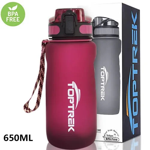 Toptrek Sports Water Bottle 650ML/1000ML BPA Free Outdoor Travel Leakproof Drinking Waterbottle Protein Shaker My Drink Bottle