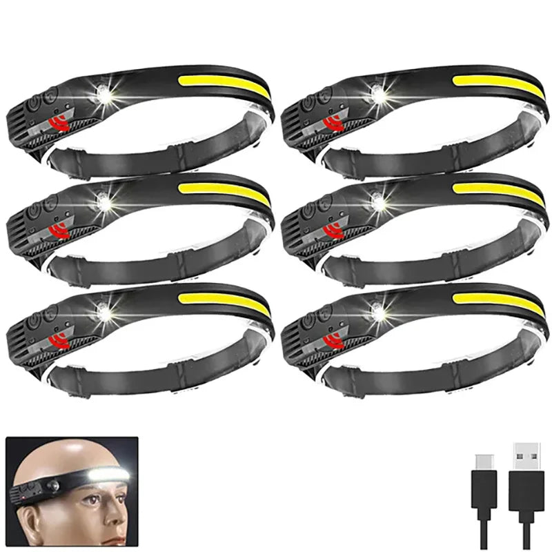 Head Flashlight Headlight Led Head Lamp Rechargeable Led Headlamp Work Light Camping Searchlight Torch With Built-in Battery-WAYBIKER