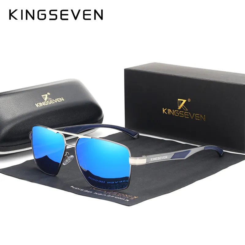 KINGSEVEN Aluminum Men's Sunglasse Polarized Lens Brand Red Design Temples Sun glasses Coating Mirror Glasses-WAYBIKER