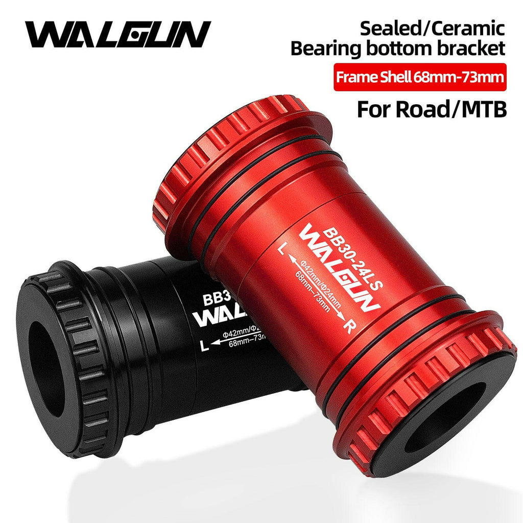 Walgun Bicycle Central Movement 30mm 24mm Axis BB68 Bottom Bracket on Lock Shaft MTB Road Bike Ceramic Bearing Bike Center Shaft