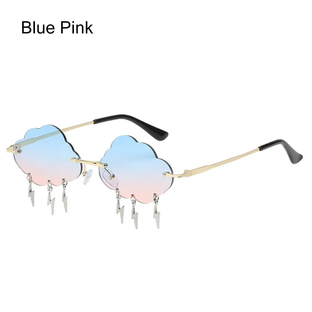 Funny Clouds Lightning Sunglasses Rimless Sunglasses Party Disco Colorful Glasses 90s Sun Glasses Shades-WAYBIKER