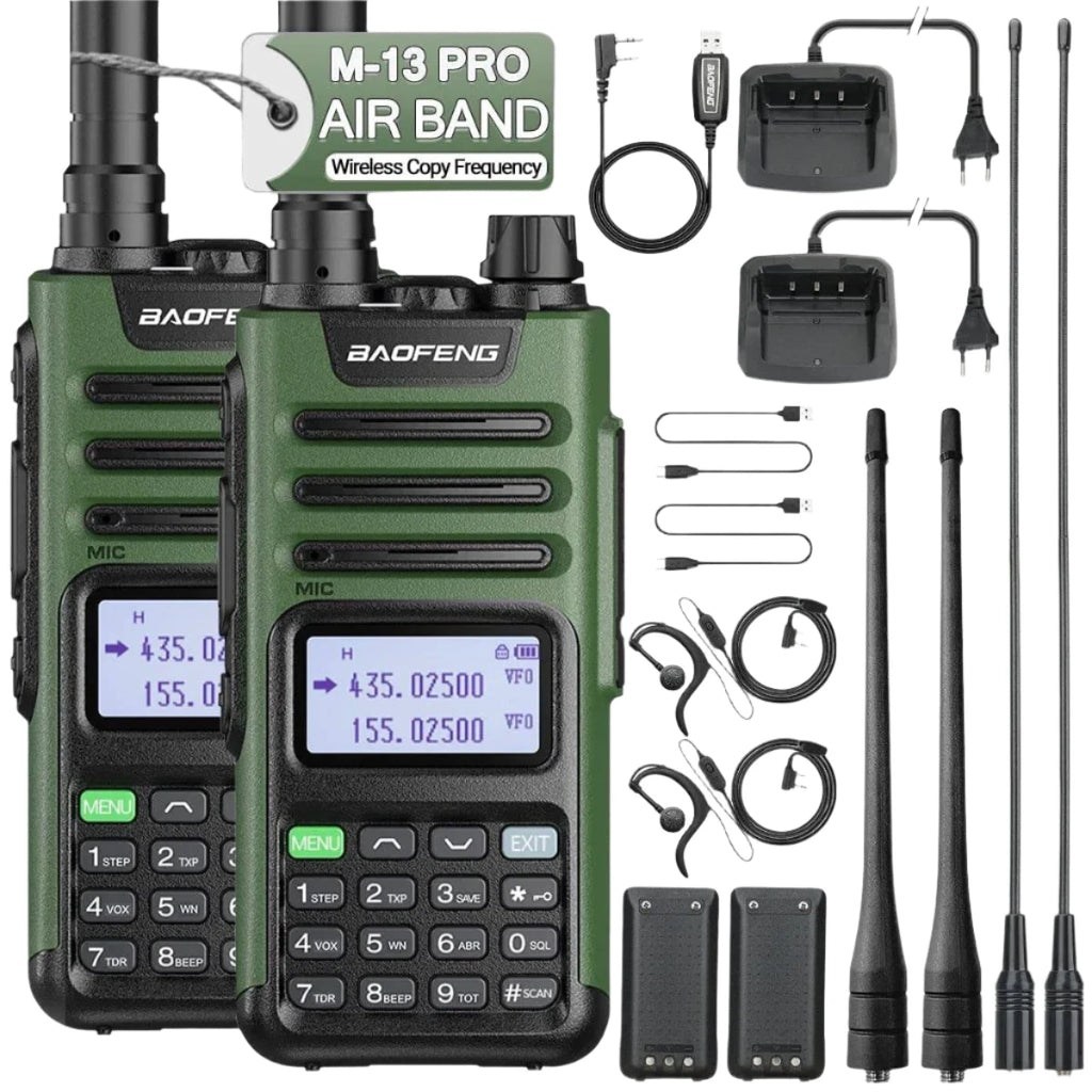 1/2PCS Baofeng M-13 Pro Air Band Walkie Talkie 10W Wireless Copy Frequency Long Range Type-C NOAA AM UV-5R K5 Ham Two Way Radio-WAYBIKER