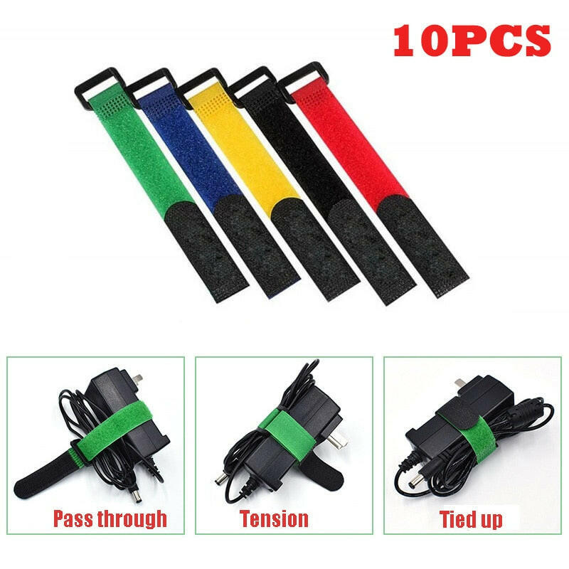 10 PC 2*50cm Reusable Fastening Bike Tie Nylon Hook &amp Loop Durable Multil Purpose Self-adhesive High Quality Strap Cable Ties