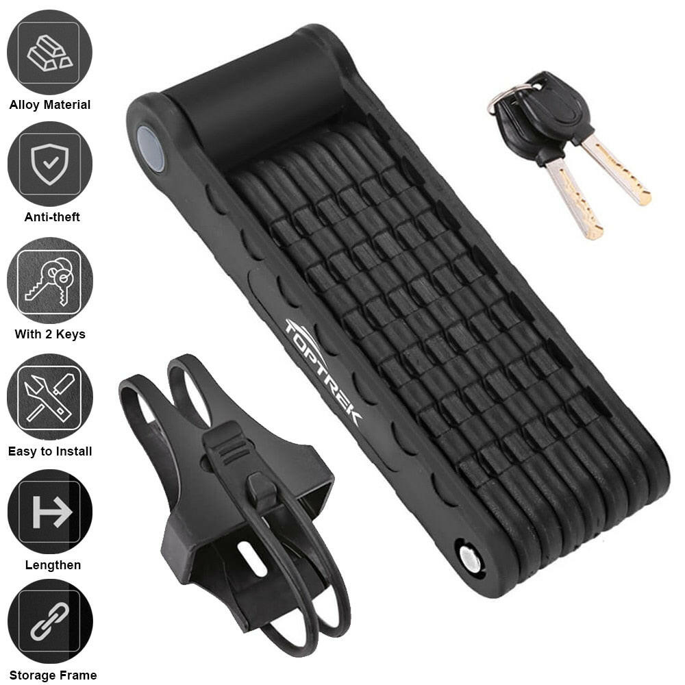 Toptrek Bicycle Lock Foldable Bike Lock MTB Road Fold Lock High Security Anti-Theft Scooter Electric E-Bike Bicycle Accessories-WAYBIKER