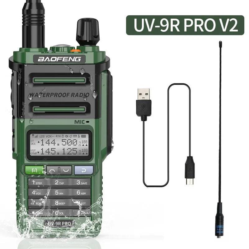 Baofeng UV-9R Pro V1 V2 Walkie Talkie IP68 Waterproof Dual Band Type-C Long Range Upgrade Tri-power Ham CB Radio Two Way Radio-WAYBIKER