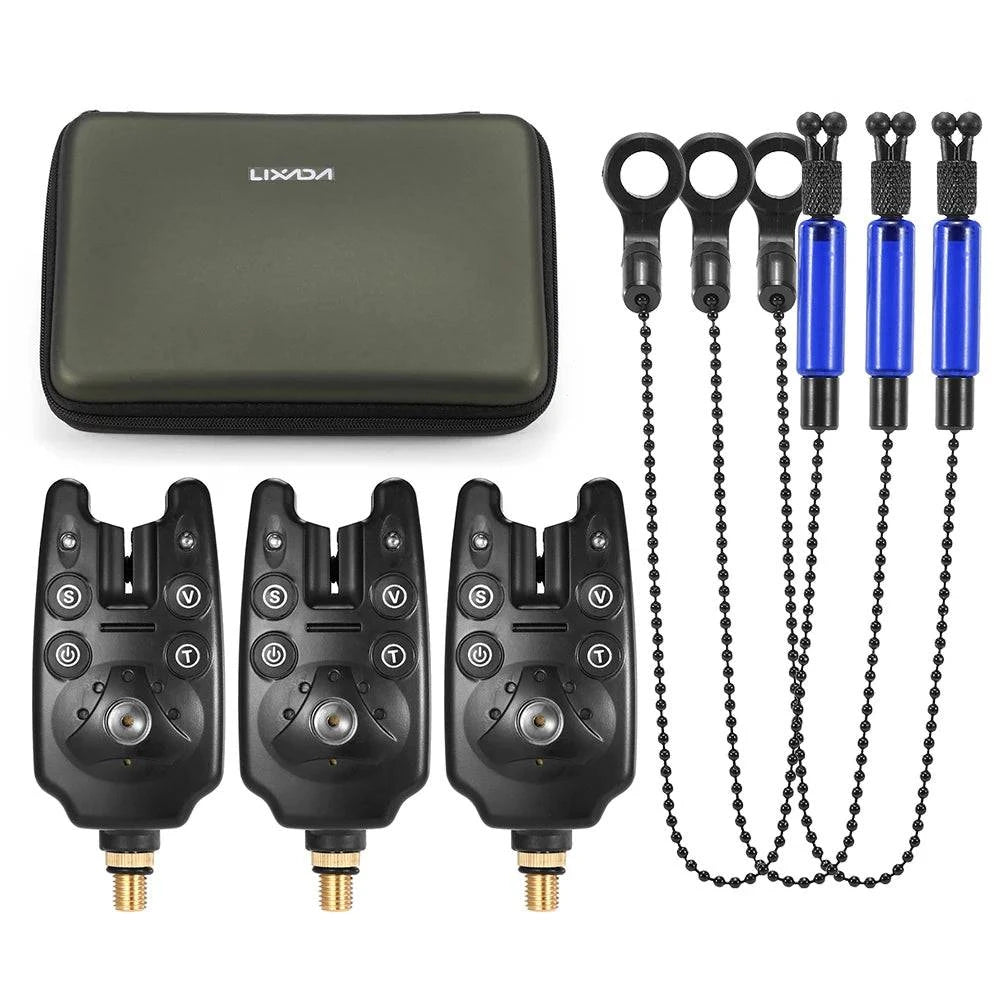 Lixada Fishing Bite Alarms Chain Alert Fishing Swinger Set Digital Fishing Alarm Kit Indicator Fishing Tackle with Zippered Box-WAYBIKER
