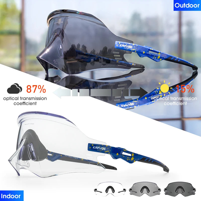 Kapvoe-Photochromic Sports Sunglasses for Man Road MTB Bicycle Glasses Riding Goggle Sports Eyewear Bike Women Cycling Glasses