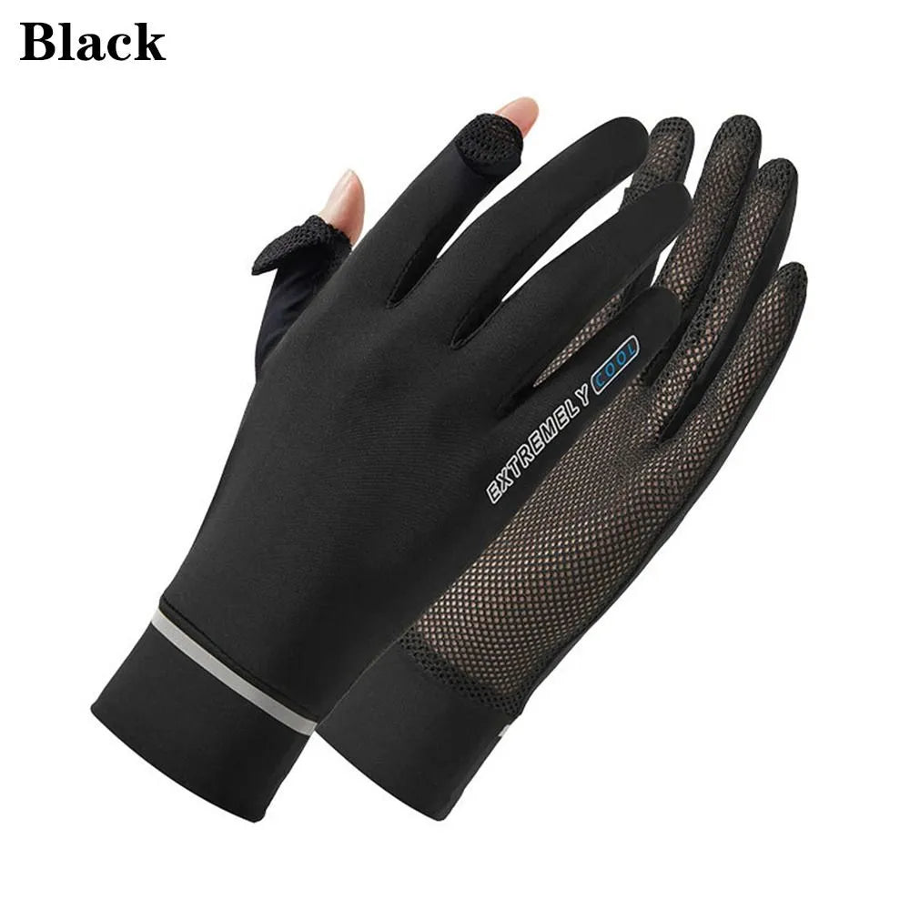 Lady Sunscreen Ice Silk Gloves Female Summer Sun Protection Gloves Fashion Cycling Driving Running Mittens Thin Anti-UV Gloves-WAYBIKER