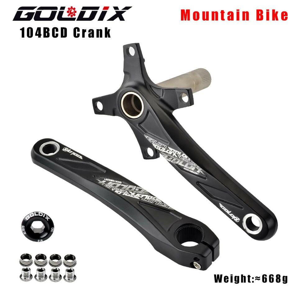 GOLDIX 104BCD Wide and narrow teeth bicycle crankset 170/175mm crank Round/Oval chain ring 32T/34T/36T/38T Bicycle crankset-WAYBIKER