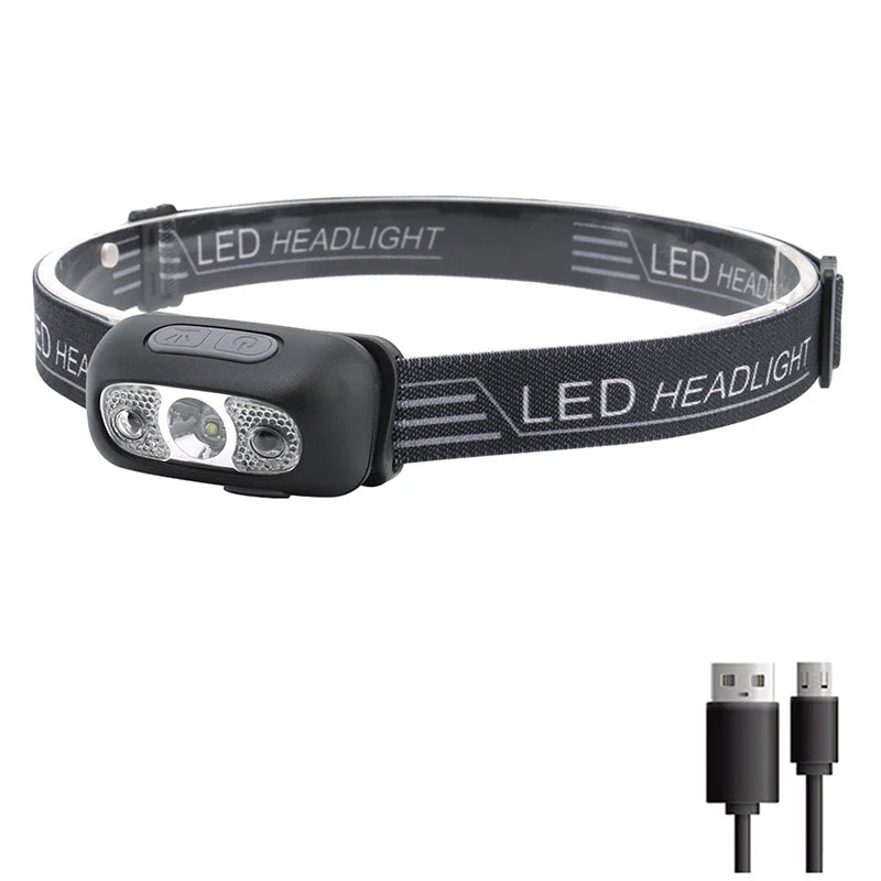 Multifunctional Portable Mini LED Headlamp Motion Sensor USB Rechargeable Waterproof Head Light Outdoor Camping Lantern-WAYBIKER