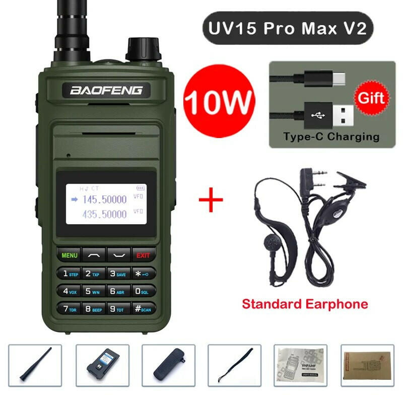 2023 Baofeng UV15 Pro Max True 10W Long Range FM Walkie Talkie 999 Channel Dual Band CB Ham Radio Type-C Charger Two Way Radio-WAYBIKER