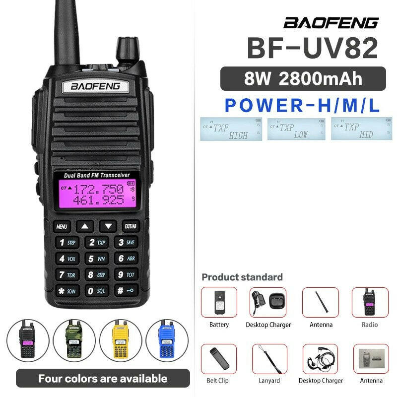 Optional 5W 8W Baofeng UV-82 Walkie Talkie 10 km Baofeng uv5r walkie-talkie hunting Radio uv 82 Baofeng UV-9R UV-5R UV-8HX UV-XR-WAYBIKER