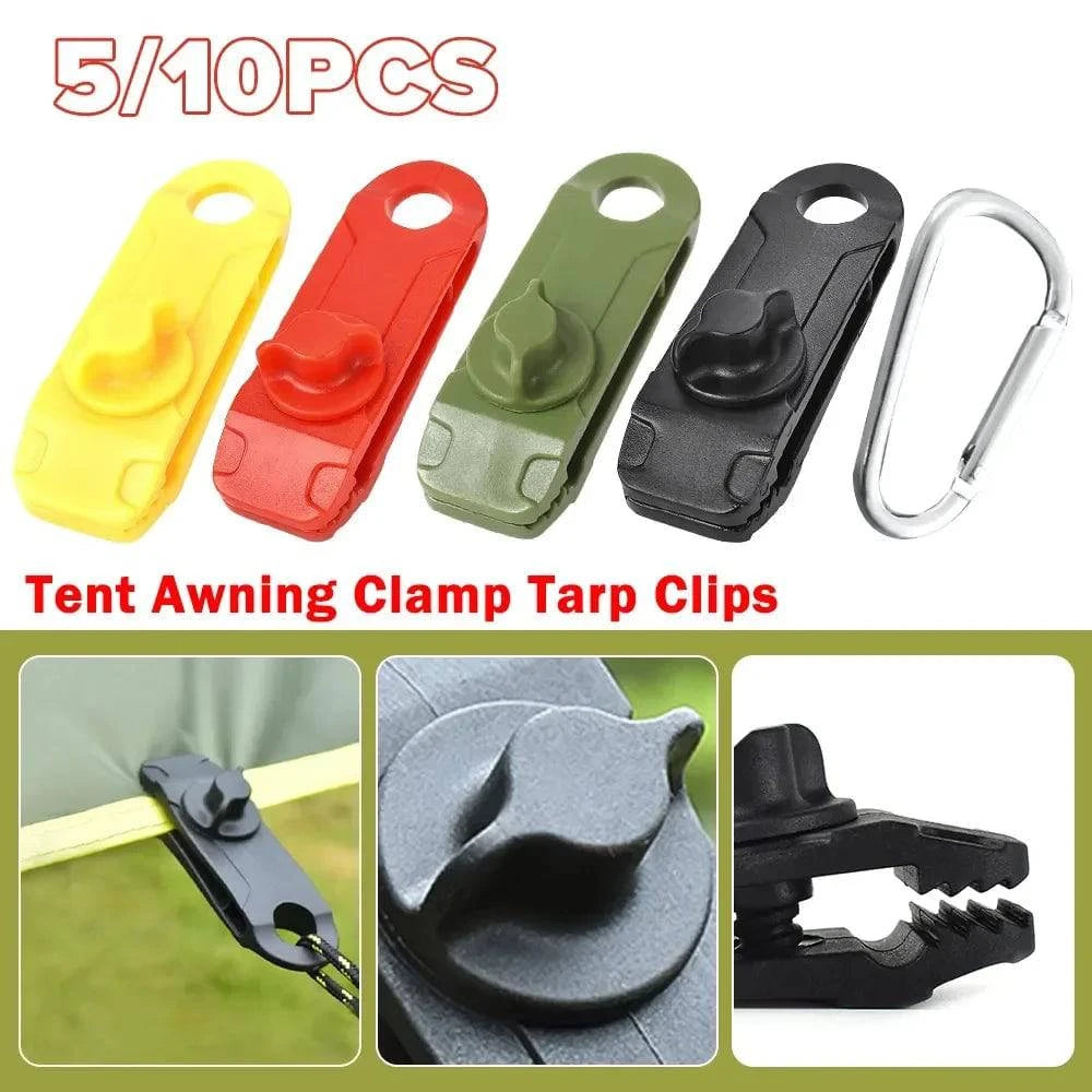 10PC Awning Clamp Tarp Clips Heavy Duty Lock Grip Tent Fasteners Clips Pool Awning Bungee Cord Car Tighten for Outdoor Camping-WAYBIKER