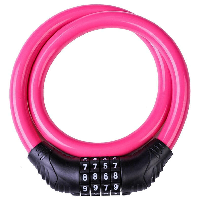 Bicycle Lock 4 Digit Code 600mm*12mm Anti-theft Lock Bike Security Accessory Steel Cable Cycling Bicycle Lock-WAYBIKER