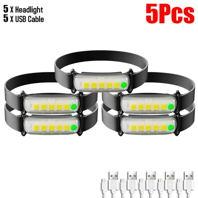 USB Rechargable LED Headlamp 3 Modes Light Mini Headlight Built-in Battery Head Flashlight Outdoor Fishing Torch Camping Lantern-WAYBIKER