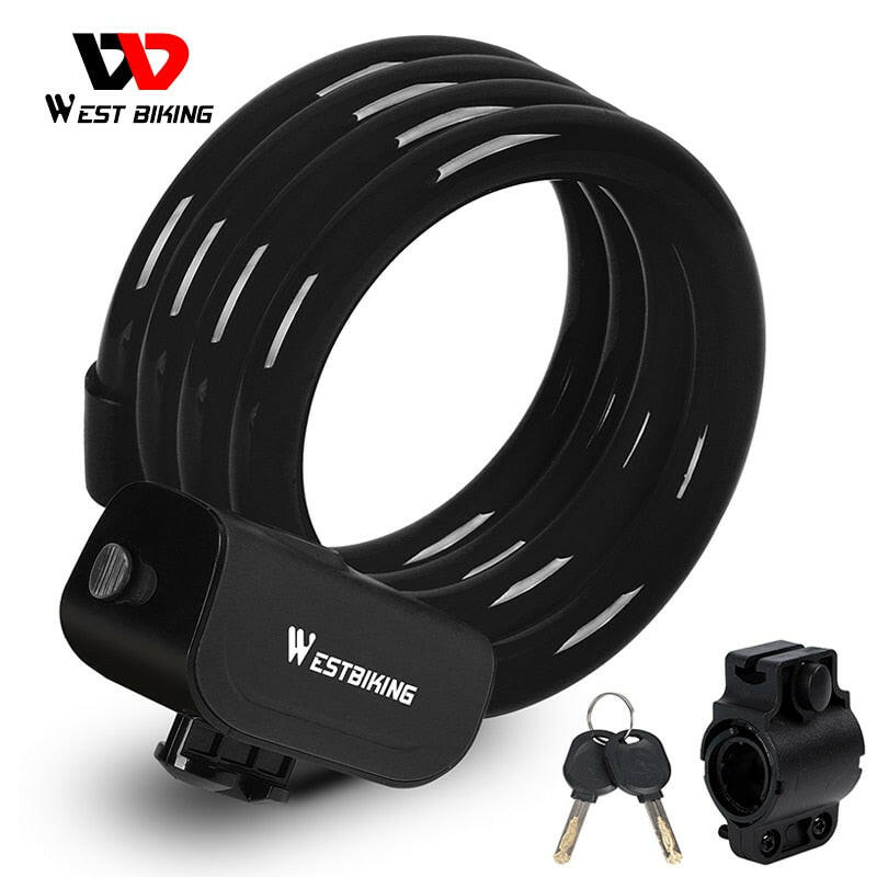 Bicycle Lock Helmet Lock Bicycle Safety Lock Password Rope Lock Steel Wire Lock Mountain Bike Backpack Lock Portable Steel-WAYBIKER