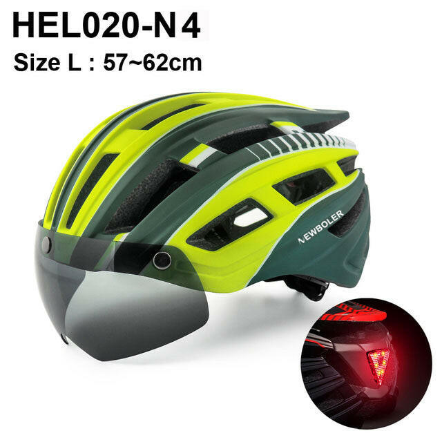 NEWBOLER Cycling Helmet Man Women LED Light Helmet Road Mountain Bike Helmet Lens For Riding Bicycle Sports Skateboard Scooter