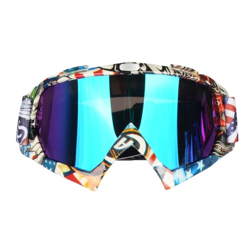 Amazing Water Transfer Technology Fancy Drawing Motorcycle Riding Glasses Dazzling Colorful Lens Anti Impact Motorbike Eyewear-WAYBIKER