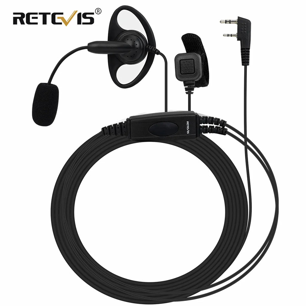 Retevis EEK020 Walkie Talkie Headset Dual PTT Earphone D Shape for Kenwood baofeng uv 5r Earpiece for Motorola Radio Accessories-WAYBIKER