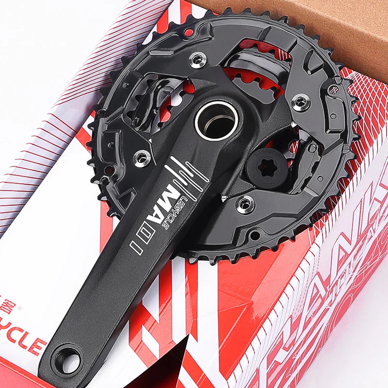 Lebycle Mountain Bike Aluminum Alloy Crankset 170mm 27/30 Speed 24-32-42T 3 Gear Hollow One Piece Sprocket MTB Crank Bike Parts-WAYBIKER