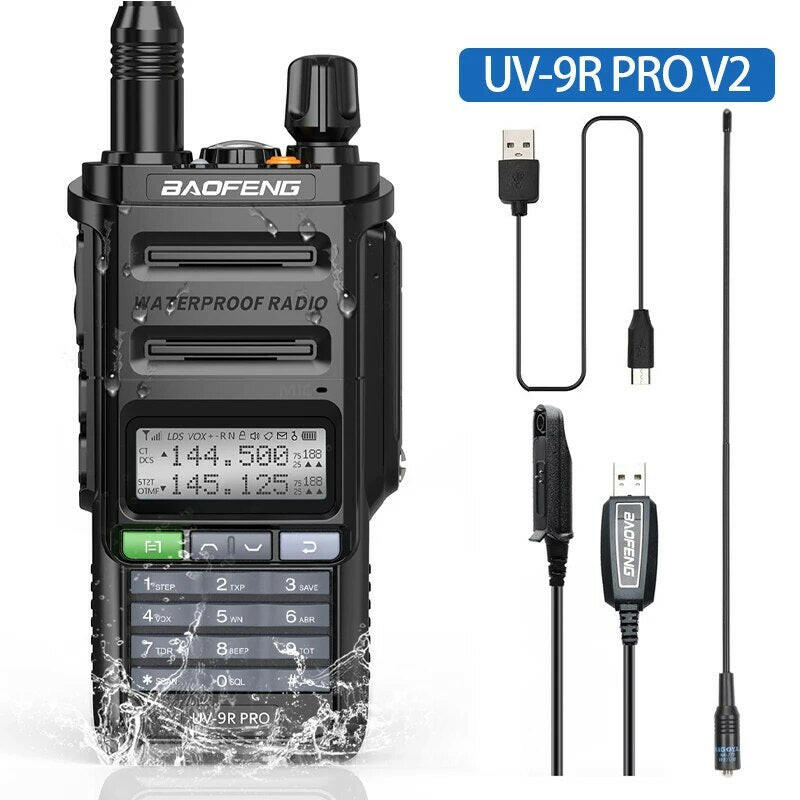 2023 Baofeng UV-9R Pro V1 V2 Waterproof IP68 16KM Walkie Talkie Type-C Charger UHF VHF Long Range UV-5R Upgrade Ham CB Radio-WAYBIKER