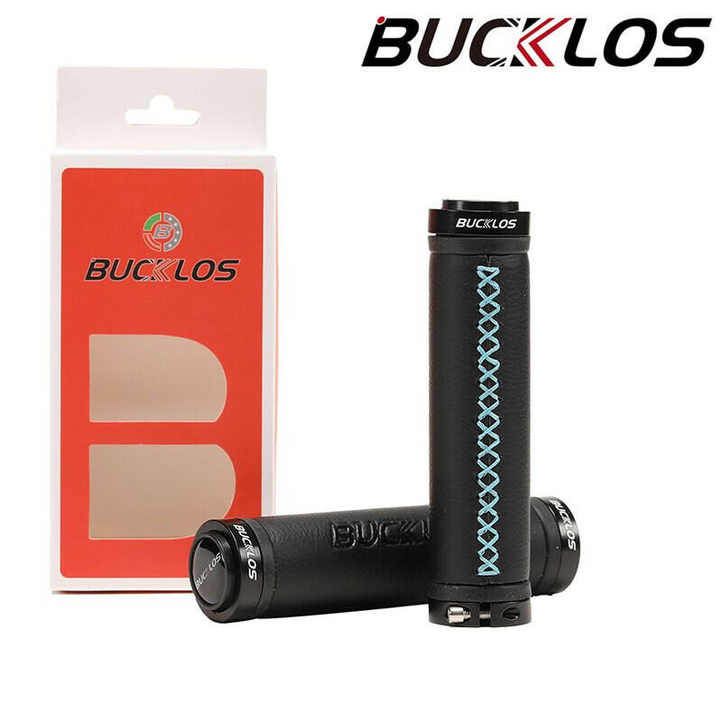 BUCKLOS Leather Bicycle Grip Lock on Mountain Bike Grips Double Lock Ring Mtb Grips Ultralight Bike Handlebar Grip MTB Part-WAYBIKER