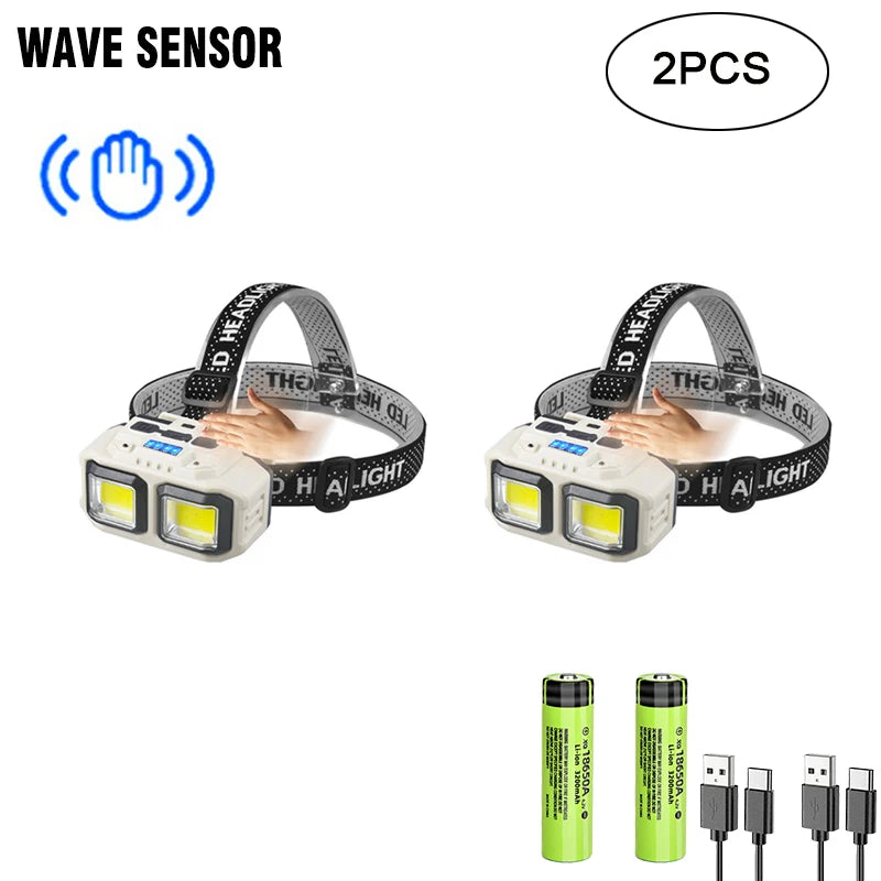 Powerful  LED Headlamp Torch USB Rechargeable Flashlight Headlight Waterproof Head Light Camping Fishing Mining Light Lamp Torch-WAYBIKER