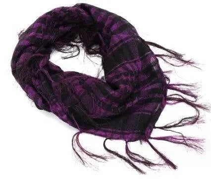 Arab Square Scarf Muslim Shawl Plaid Stripe Printed Outdoor Scarf Wind and Sand Neck Cover-WAYBIKER