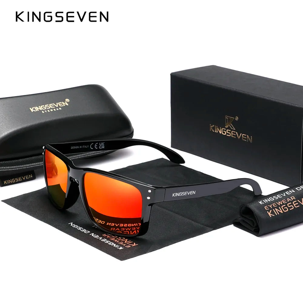 KINGSEVEN Brand Square Retro TR90 Polarized Sunglasses Women Men Carbon Fiber Pattern Design Outdoor Sports Eyewear-WAYBIKER