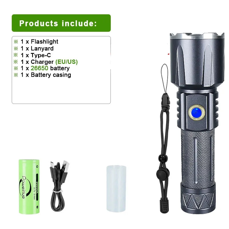 White Laser Ultra Powerful LED Flashlight Recharge Flash Light USB High Power LED Flashlights Tactical Lantern Long Shot Torch-WAYBIKER