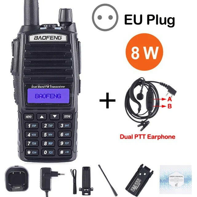 Baofeng Real 8W Portable Radio Walkie Talkie UV-82 Dual PTT Two-way Radio Vhf Uhf Amateur Radio Receiver UV82 Better than UV5R-WAYBIKER
