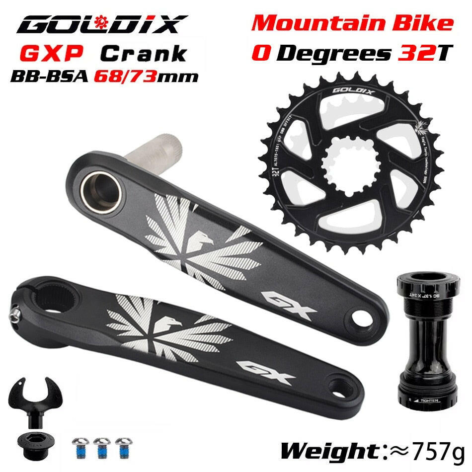 GX Bicycle Crankset GXP MTB Bike Crank Chainring Bike 170mm 175mm Black 0 Degree 30T 32T 34T 36T 38T Aluminum Alloy with Bottom